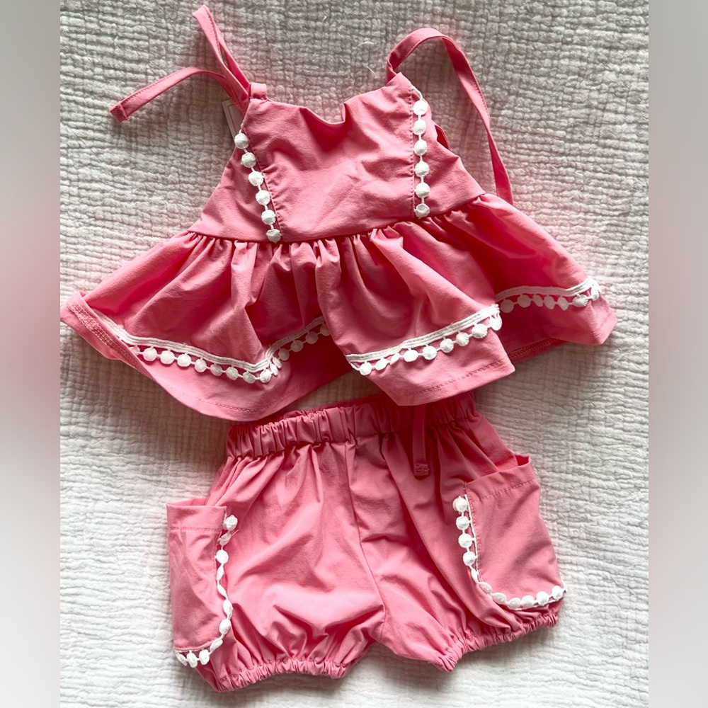 Pink Ruffled Pom-Pom Trim Accessories